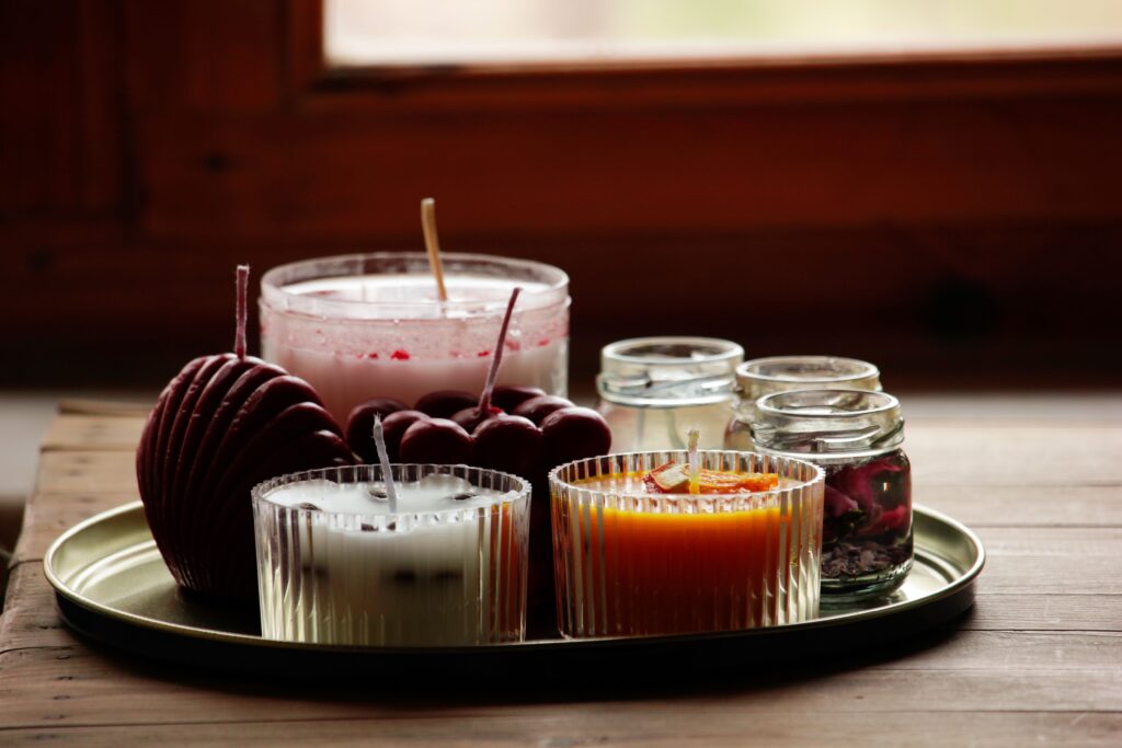 Numerous scented candle